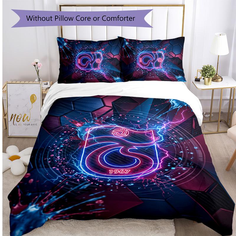Set Lenzuola Trabzonspor FC Stampato 3 Pezzi Copripiumino Traspirante con Federe Biancheria da Letto Decorativa per Camera da Letto Casa