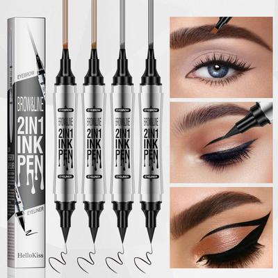 4 Point Eyebrow Pencil Dual-End Waterproof Sweatproof Brow Liner Eye Makeup Enhancer