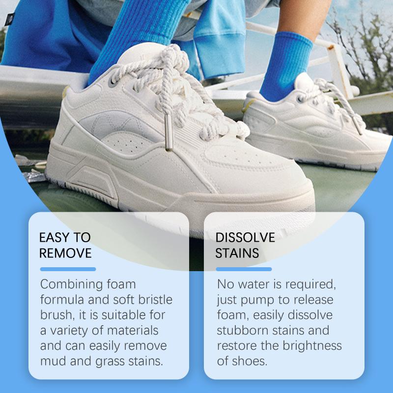 

Comes With Brush Head White Shoe Cleaner No-Wash Dry Cleaning Foam Decontamination Sneakers Care Spray Removes Dirt Grime 1pcs