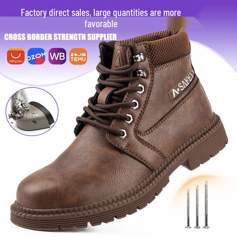 Men's High-Top Anti-Smash, Anti-Puncture, Non-Slip, Water-Repellent Work Boots for Outdoor, Wear-Resistant and Comfortable for Long-Standing.