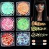 6 Colors Glow in the Dark Body Glitter Gel, Holographic Sequin Face & Hair Glitter for Halloween Party and Festival Makeup