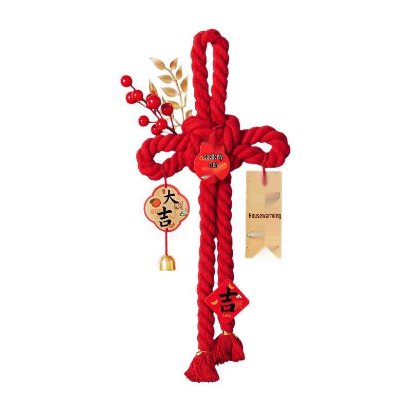 Housewarming Decor: Fu Character Door Handle Pendant Knot for New Home Ceremony
