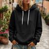 Women's Color Long Sleeve Hoodie with Drawstring Hood and Pocket Casual Pullover