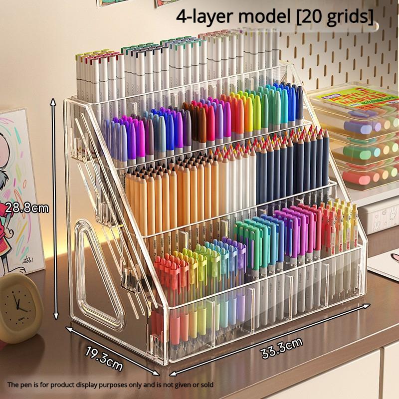 1pcs Large-Capacity Acrylic Desk Divider Watercolor Pencil Organizer Stationery Store Storage Rack Marker Pencil Holder
