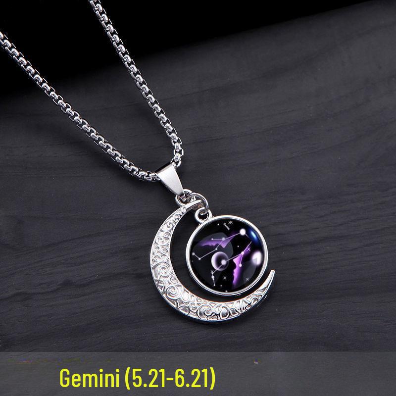 

Glow-in-the-Dark Zodiac Pendant Necklace - Retro, Unisex, Trendy, and Personalized.