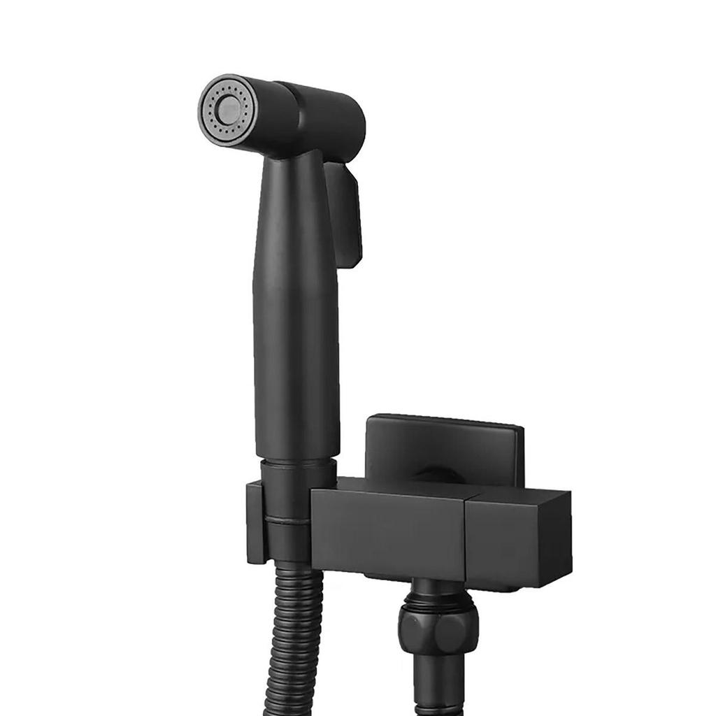 ULA Schwarzer tragbarer Bidet-Sprüher-Wasserhahn aus Messing für die Toilette, nur Bidet-Wasserhahn für kaltes Wasser im Badezimmer, kaltes Shattaf-Ventil, hygienische Dusche