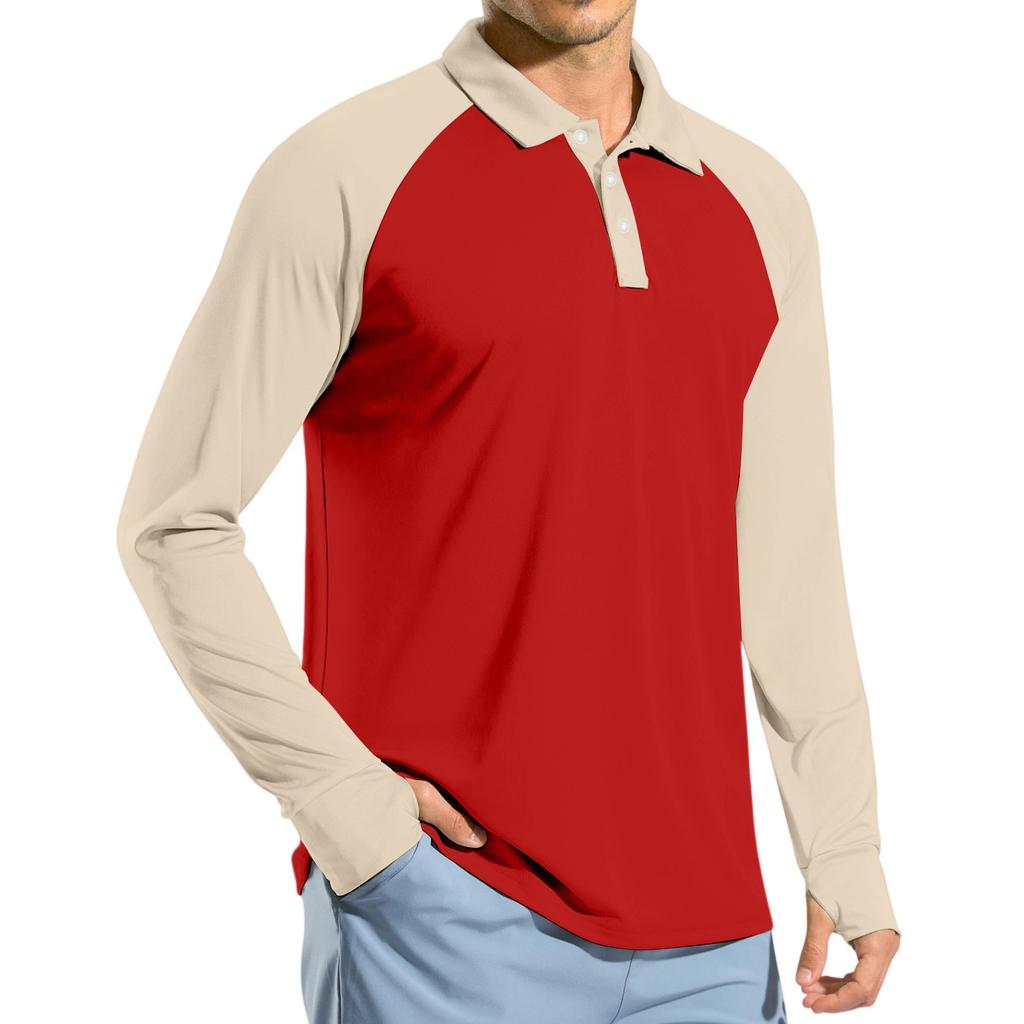 Men's Raglan Long Sleeve Golf Shirt UPF 50+ Lightweight Shirt