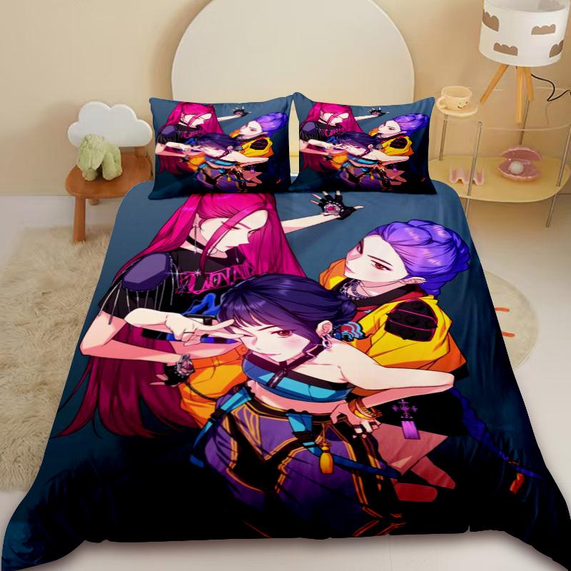 

K-Pop Мисливці на демонів Постільна білизна Євро Односпальний Ковдра Покривало Постільна білизна Підковдра Наволочка Набори з 2-3 предметів Дитячий Дорослий Розмір US Twin(172x218cm)