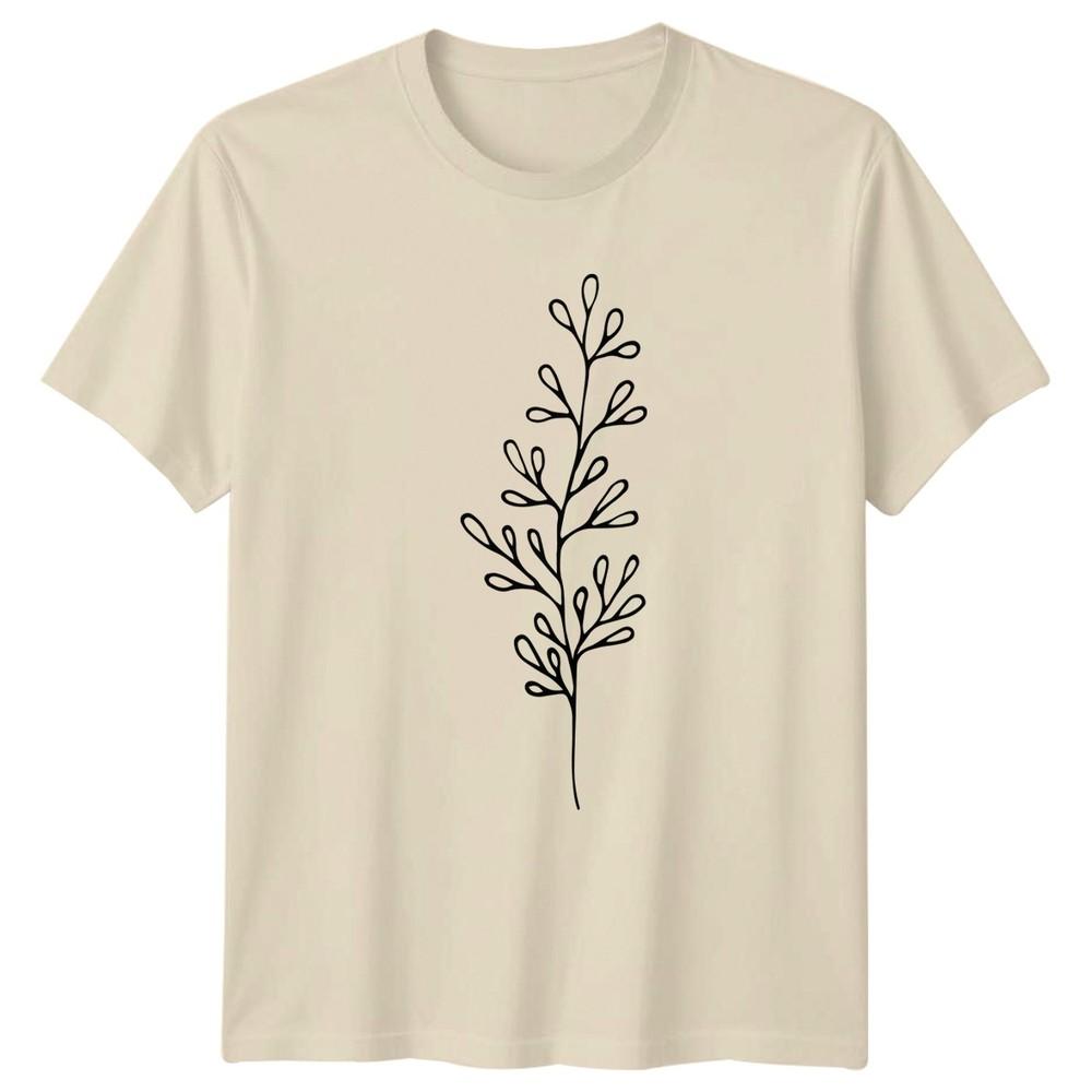 Minimalist Boho Style Botanical Foliage TShirt Line Art Nature Christmas