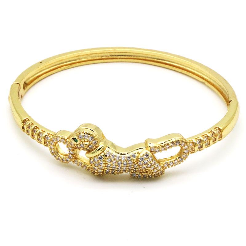 European and American Retro New Leopard Bracelet Exaggerated Trend Zircon Leopard Opening Bracelet