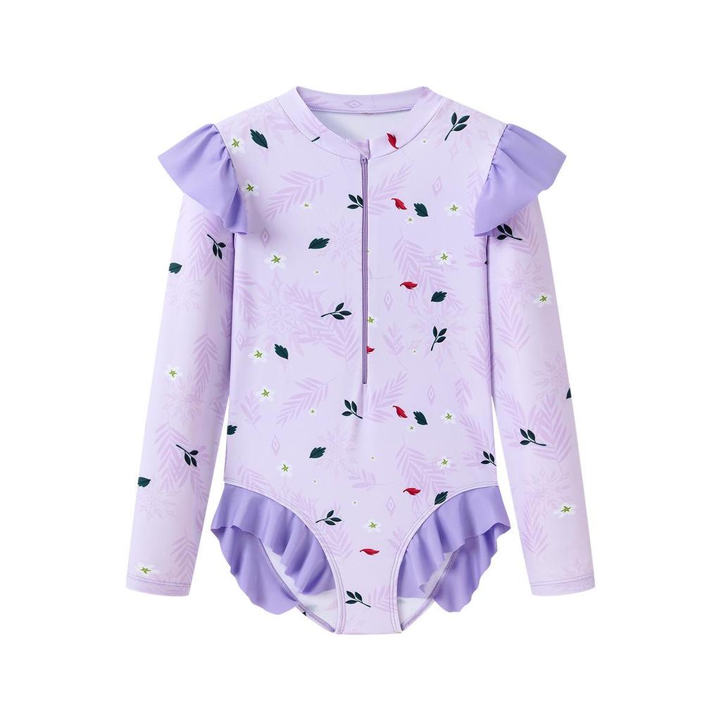 Girls' Long Sleeve Sun Protection Quick-Dry One-Piece Swimsuit