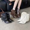 Eilyken Designer Splicing Belt Buckle Woman Ankle Boots Street Style Thin High Heels Pointed Toe Party Prom Shoes