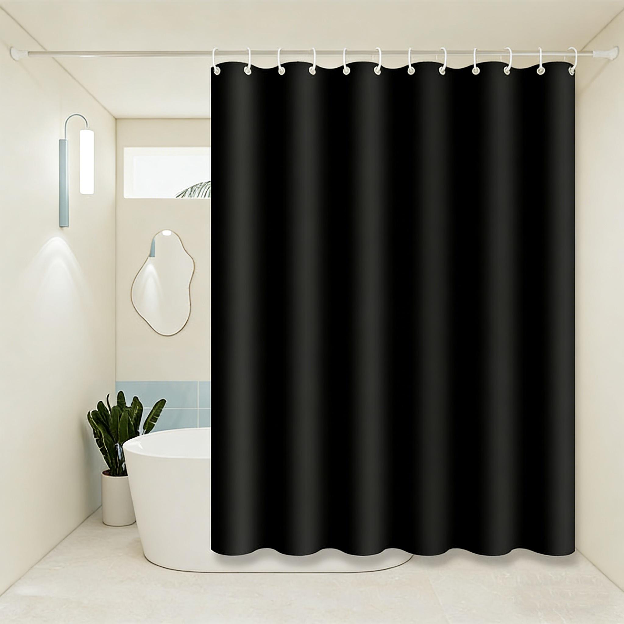 Pure Black Shower Curtain, Simple Solid Color Design, Peva Material, Household Bathroom Partition Shower Curtain 120*180cm