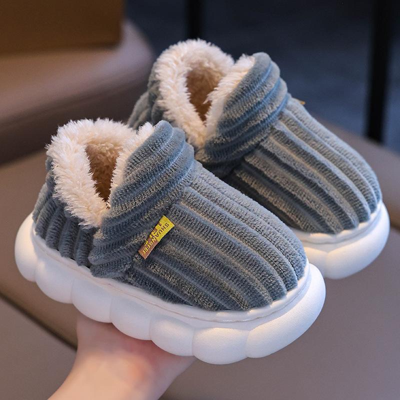 Детские теплые домашние тапочки из бархата и хлопка на осень и зиму 34/35 inner length — фото 10