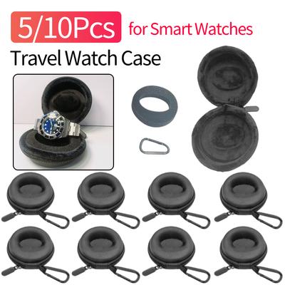 5/10Pcs EVA Travel Watch Case for Wristwatches Smart Watches Shockproof Cushioned Single Watch Box with Carabiner Carrying Case