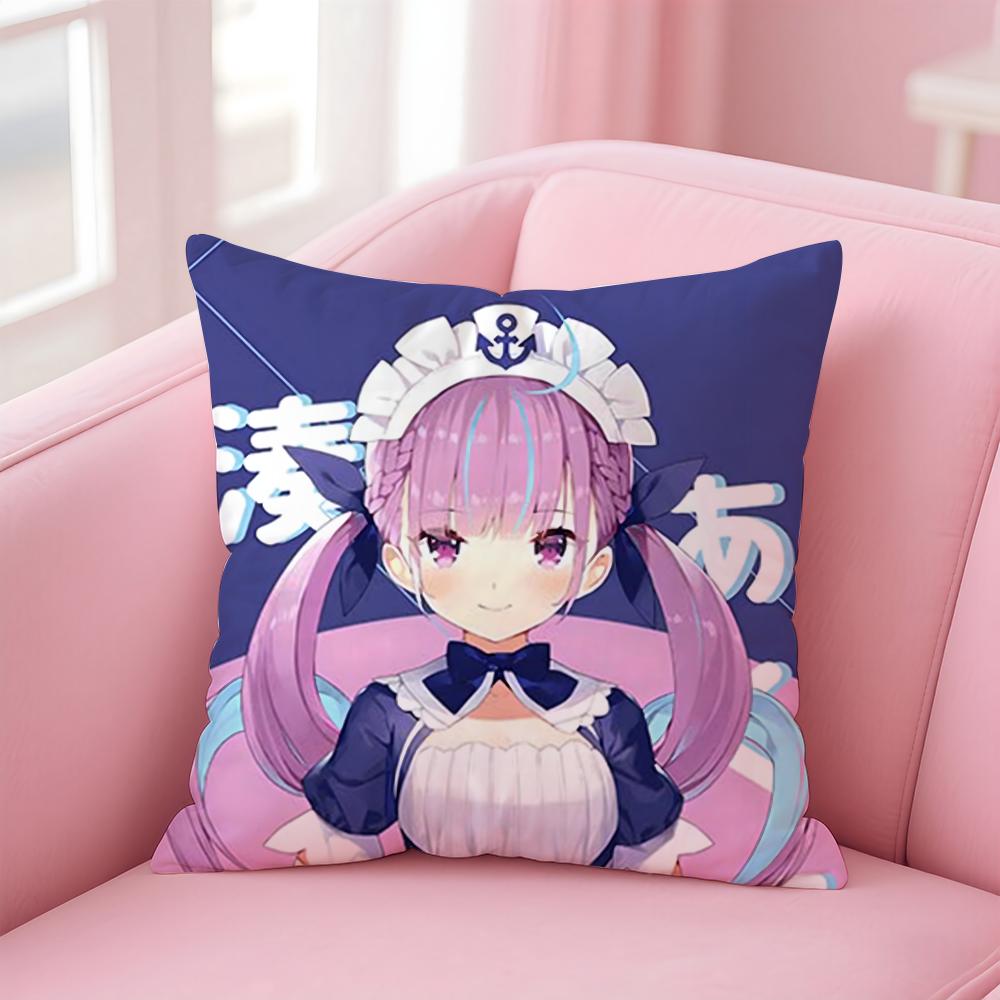H-Hololive M-Minato Aqua Cushion Cover Comfortable Reversible Pillow Cover Ideal for Car Sofa Bedroom & Beyond