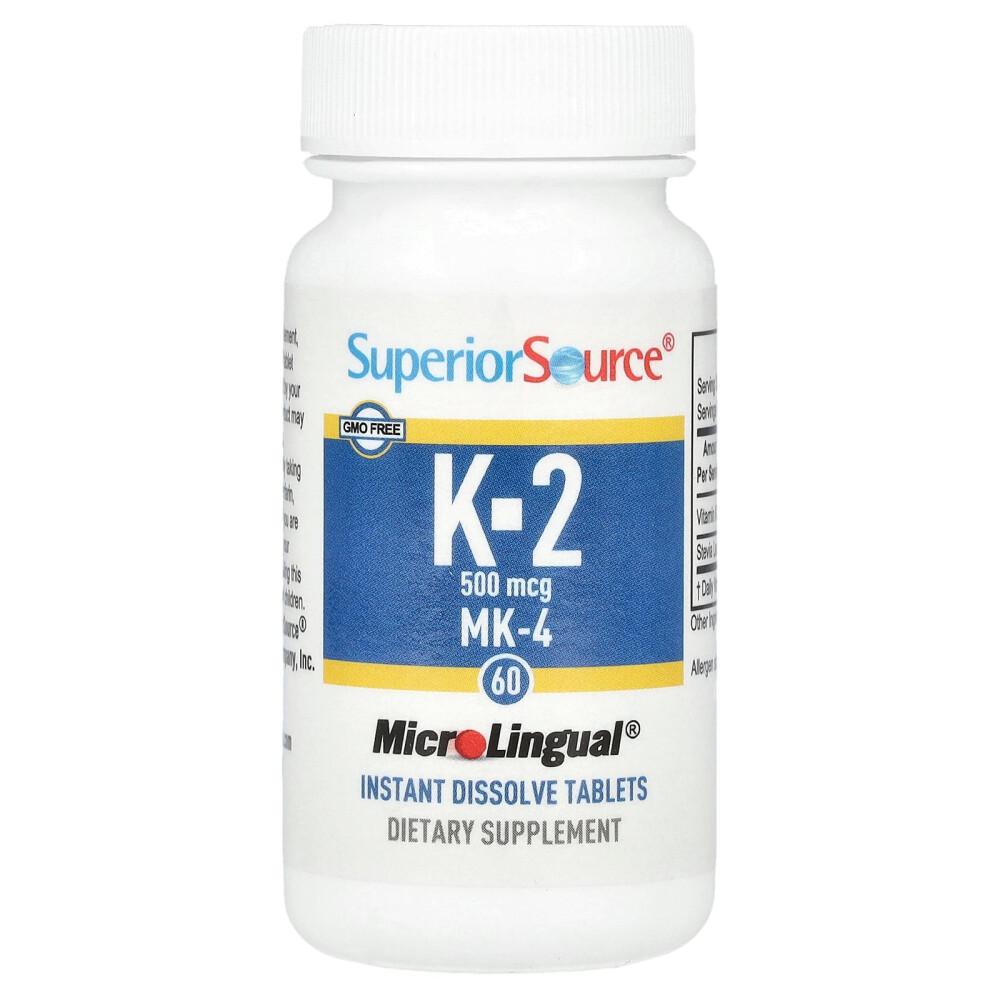 Superior Source Vitamin K-2 500mcg Instantly Dissolving MicroLingual 60 Tablets