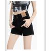 Retro Denim Shorts Women's Summer New High Waist Slimming Slim Fit Small Slimming A- Line Wide-Leg Hot Pants