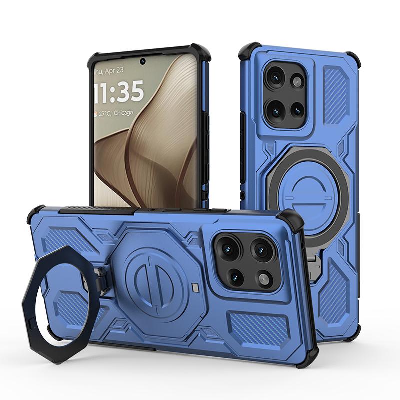 KEYSION Shockproof Magnetic Case for Motorola Edge 50 Pro 5G Upright Live Metal Ring Stand Phone Back Cover for MOTO Edge 50 5G