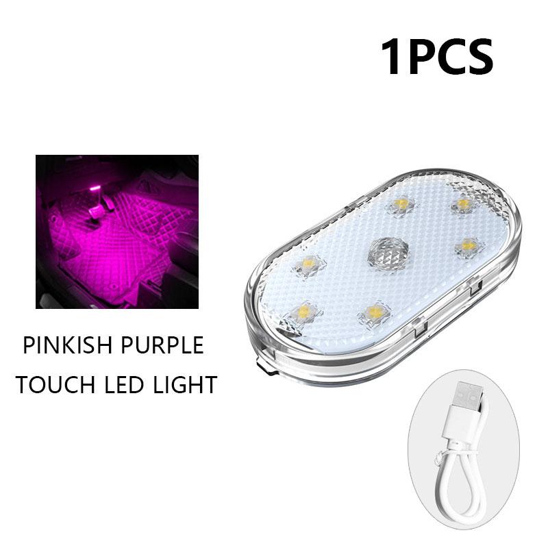 

Car LED Touch Lights USB Sensor Rechargeable Reading Light Auto Door Light Roof Ceiling Lamp Car Interior Atmosphere Lamp розовый