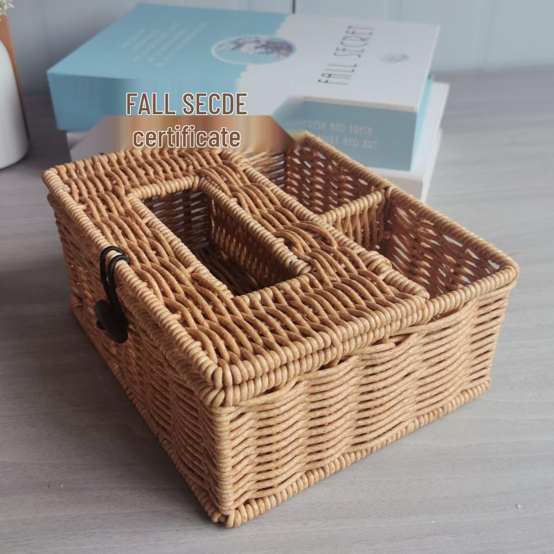 Waterproof Rattan Woven Tissue & Remote Storage Box for Living Room or Bathroom