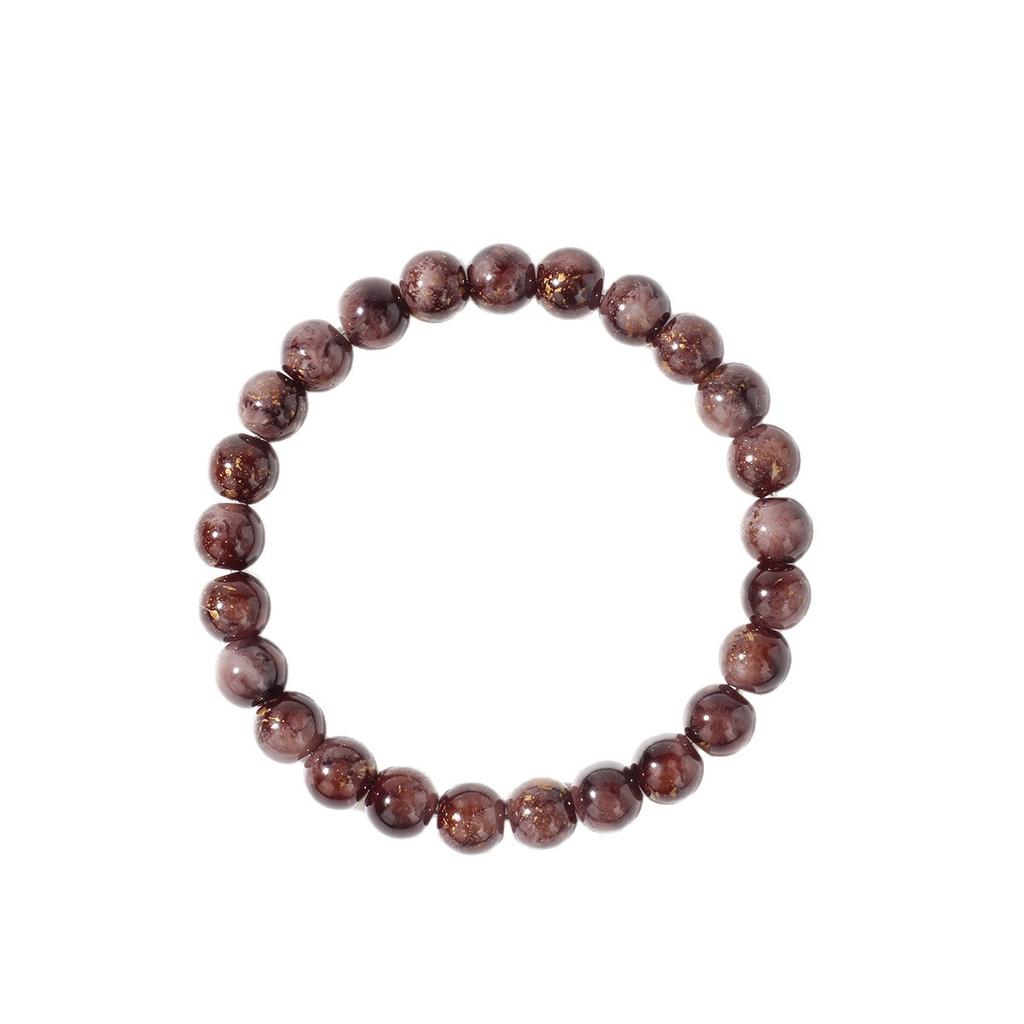 Festive Gifts Dark Red Gold Speckle Stone Beaded Bracelet Elegant Fashion Jewelry For Women Daily Wear Gift