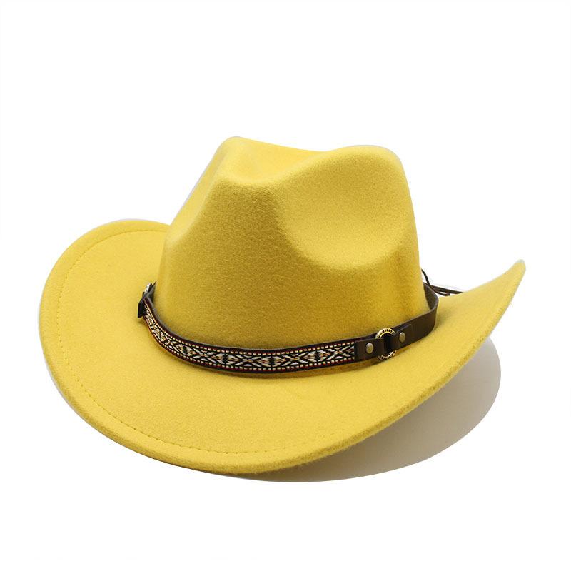 Western Cowboy Hat Woolen Top Hat Big Edge Jazz Felt Hat 10 Colors