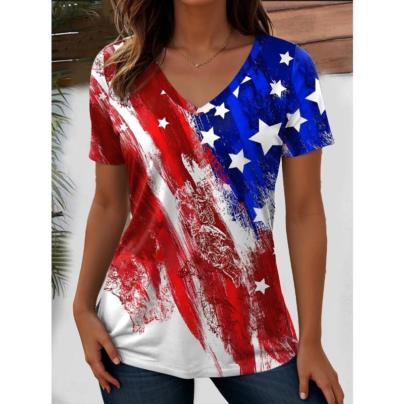 Fashionable Women's V-neck Casual Short Sleeved T-shirt,Rretro Sports Style Casual Sportswear