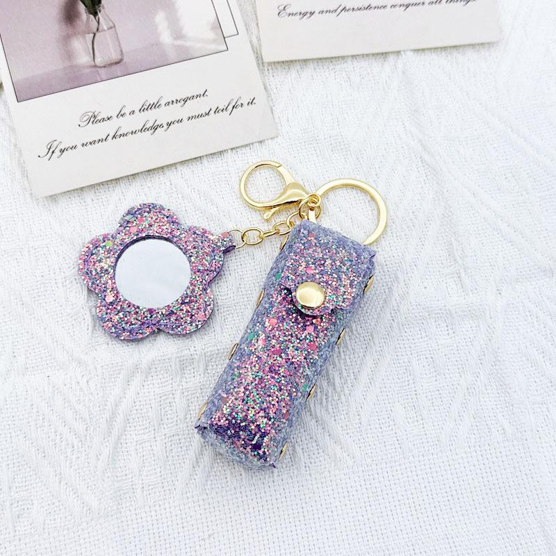Portable Lipstick Bag Pouch Lip Balm Bag Keychain Holder Creative Lipsticks Protective Cover With Mirror