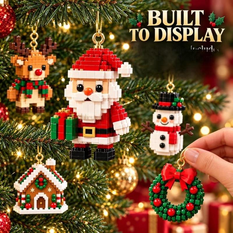 3D Mini Weihnachts-Ziegelstein-Ornament Adventskalender 2026, 24 Tage Weihnachts-Countdown Bausteine-Set, Weihnachtsbaum-Dekoration Geschenk