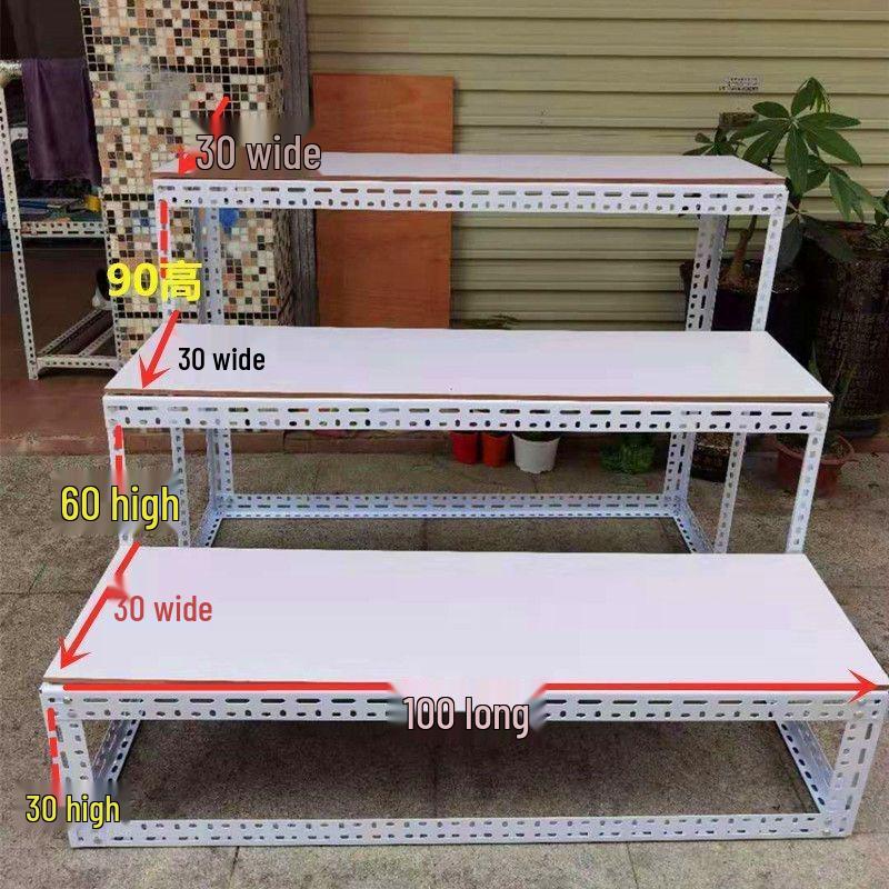 Three-Tier Trapezoidal Display Rack for Supermarket or Flower Stall