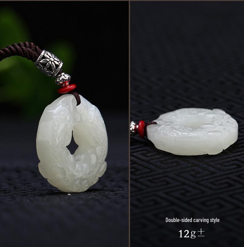 Xinjiang Hetian Jade Pixiu Friedensschnalle Anhänger, Unisex mit Zertifikat