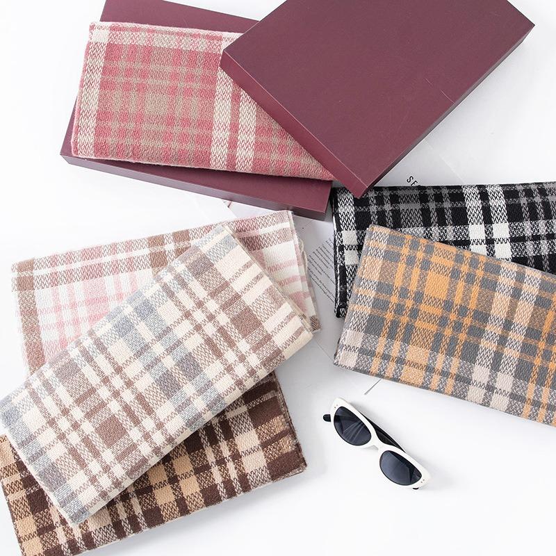 British plaid scarf atmospheric women's autumn and winter versatile couple long warm double-sided thickened vintage scarf