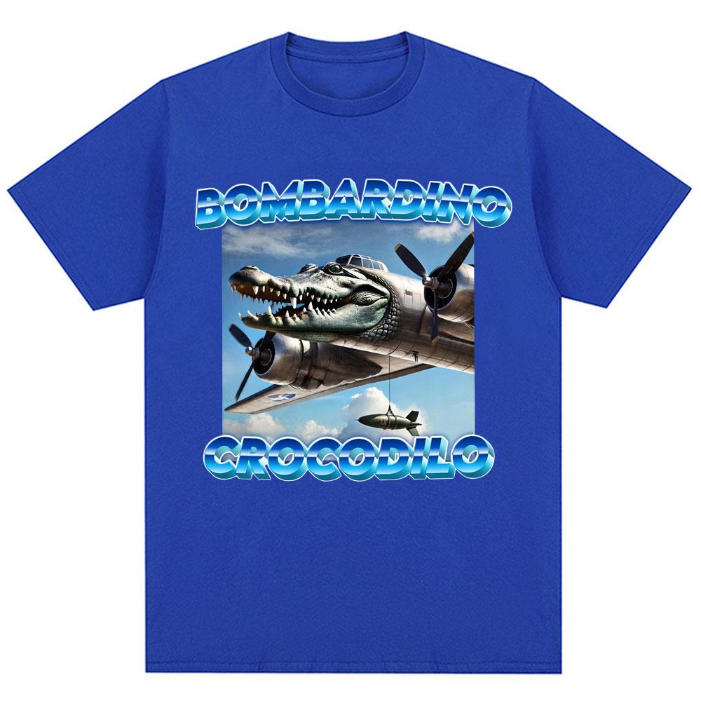 Bombardiro Krokodil Gator Lustiges Meme T-Shirt Humor Italienischer Hirnfraß Vintage Neuheit Geschenk T-Shirts Mode Locker Baumwoll T-Shirts