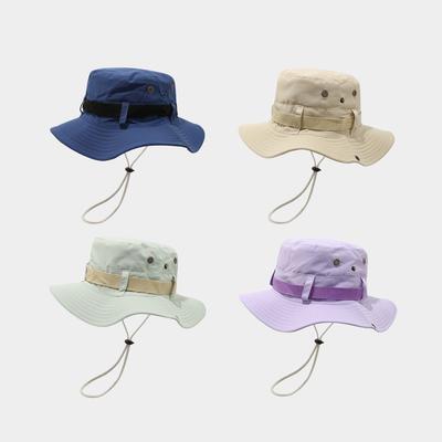 Drawstring Wide Brim Fisherman Hat Men's and Women's Summer Breathable Sunscreen Visor Outdoor Surfing Mountaineering Bucket Cap