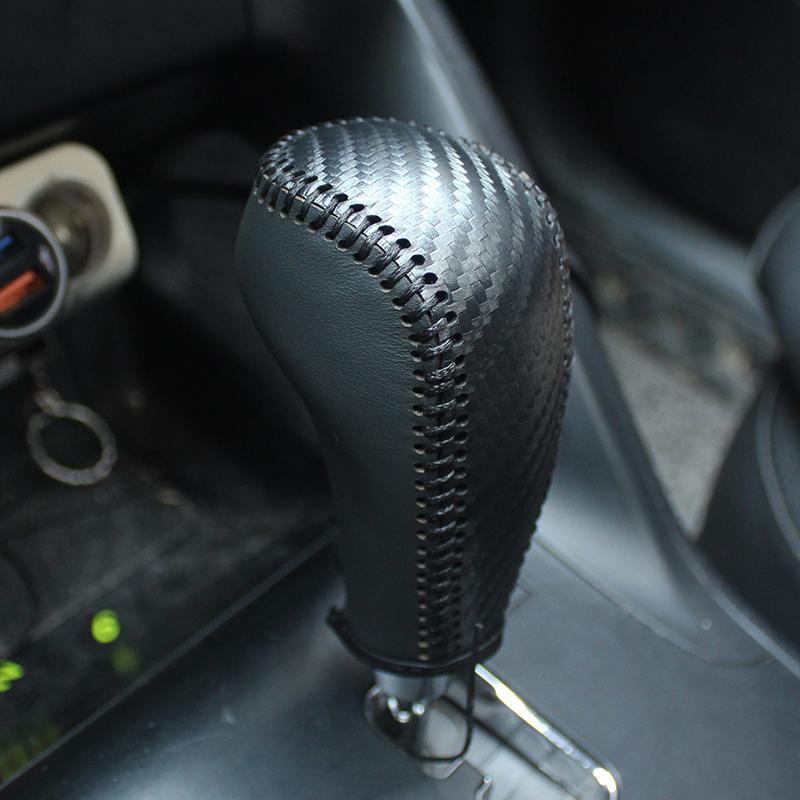 Car Gear Shift Knob Cover For Hyundai Ix35 Sonata 8 2010-2015 Leather Gearbox Shift Knob Cover Gearbox Handle