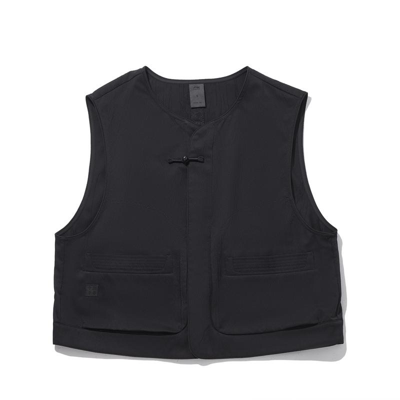 Li Ning Новый китайский стиль Однотонный простой жилет Женский жилет Черный AMDW028-3 L