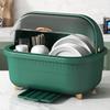 Dish Drying Box Multifunctional Space Saving Dish Drainer with Lid Cover for Kitchen Accessories Green M