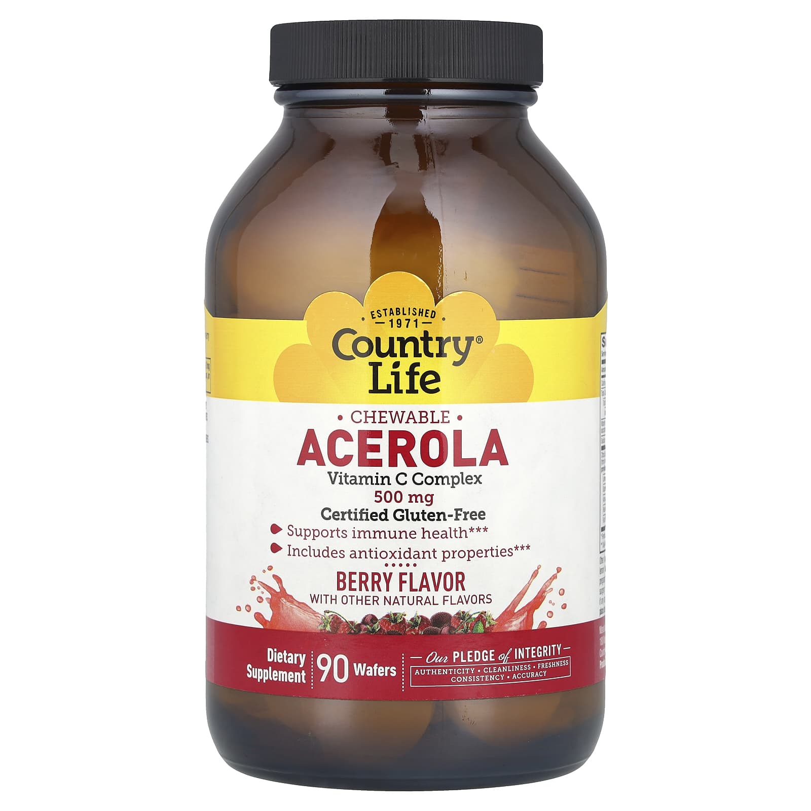 

Chewable Acerola, Vitamin C Complex, Berry, 500Mg, 90 Wafers