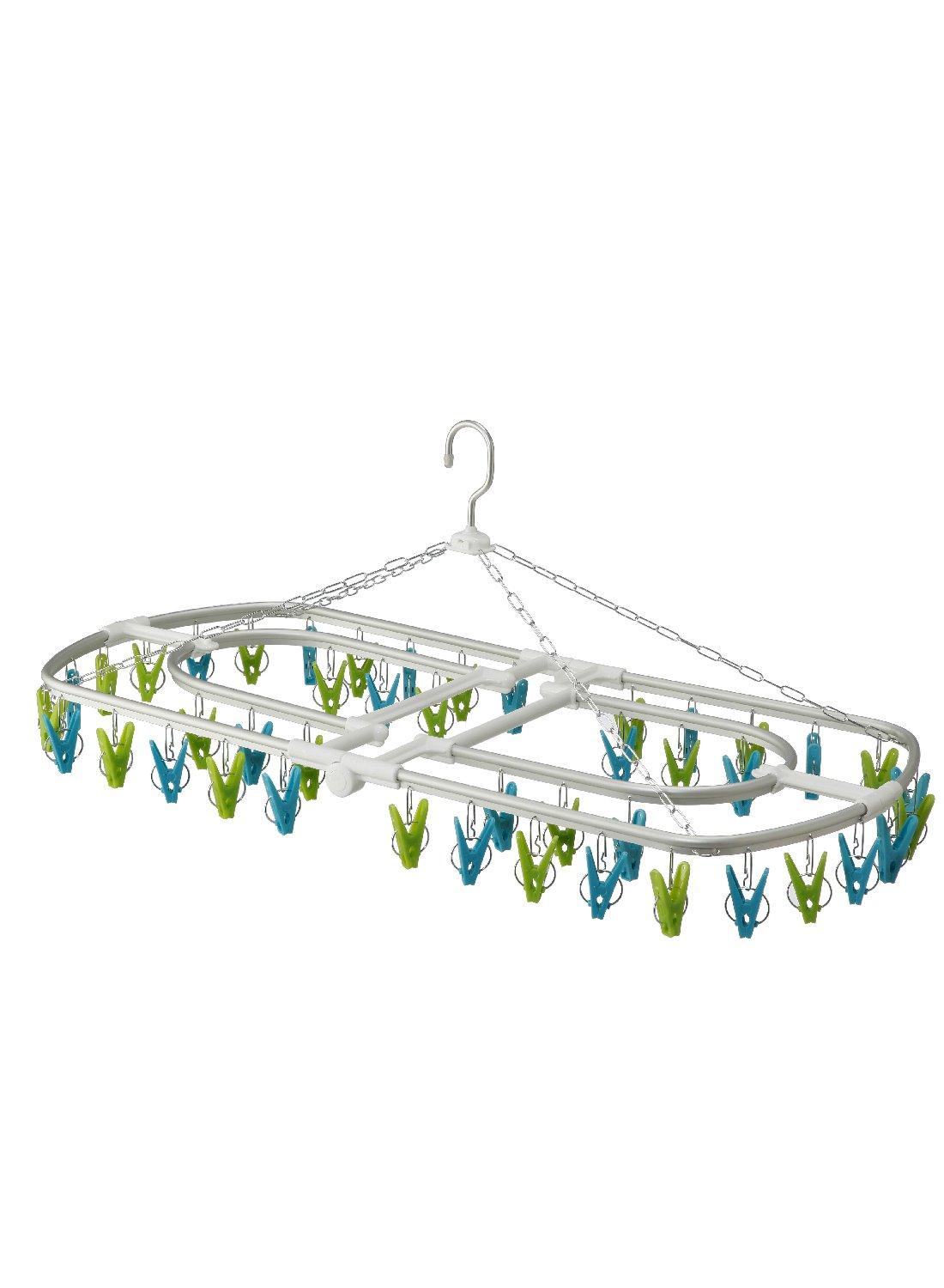 

CB Japan Laundry Drying Rack, Green x Blue, Aluminum Frame, 44 Pinch, Hidden Drying Rack, Aluminum Hooks, Kogure