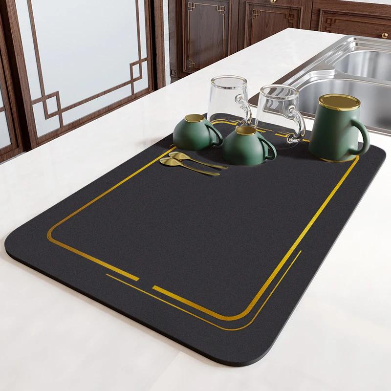 Kitchen Absorbent Draining Mat Super Absorbent Coffee Dish Large Drying Mat Quick Dry Bathroom Drain Pad Kitchen Faucet Placemat