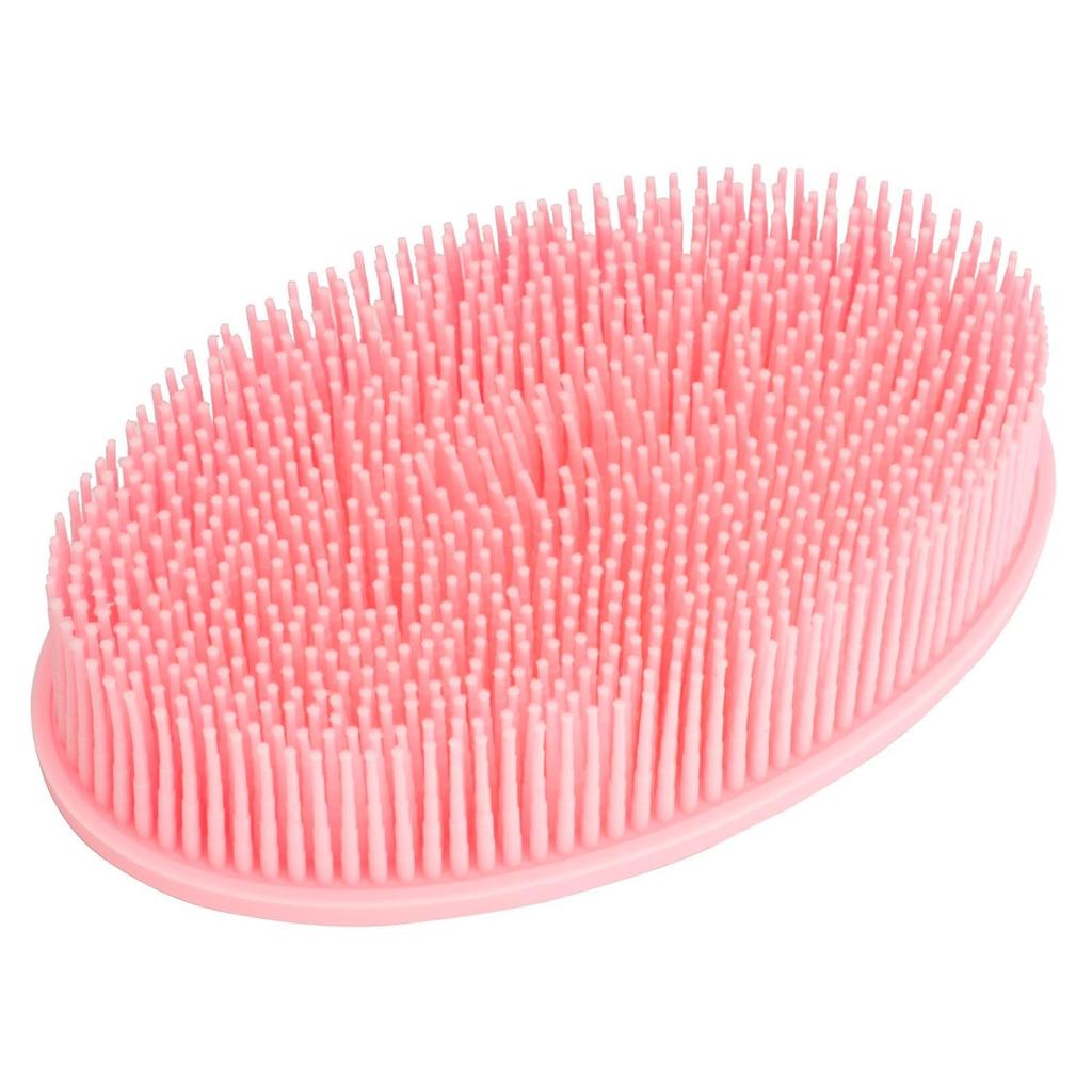 H&HGOLDI Exfoliating Silicone Body Scrubber Shower Bath Body Brush Easy To Clean, Lathers Well, Eco Friendly (Pink)