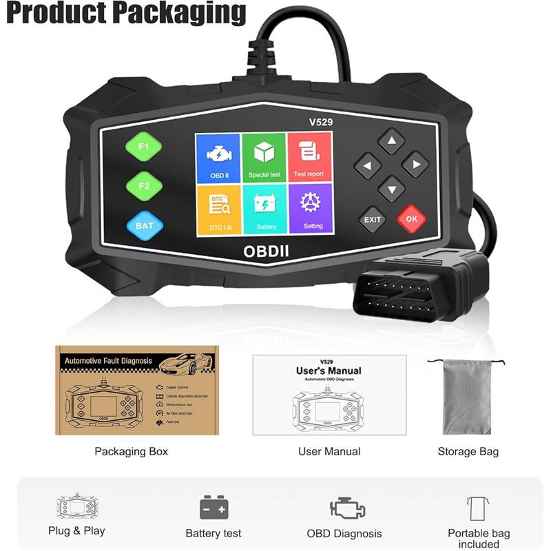 Car 2 Diagnostic Tools Fault Code Clear Auto Ii Battery Tester Code Reader Check Engine System Read Vehicle Information
