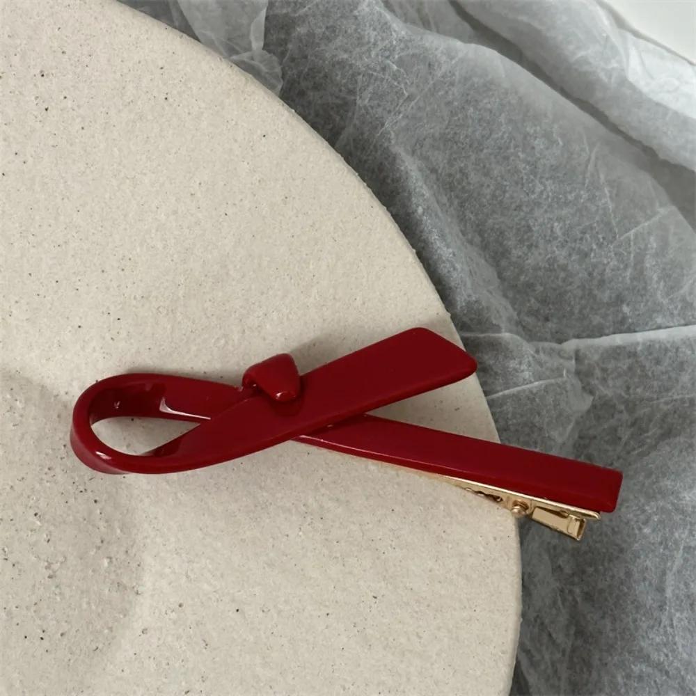 Hot Sale Red Hair Clip French Retro Style Fresh Duck Billed Clip Sweet Broken Hair Clip Women