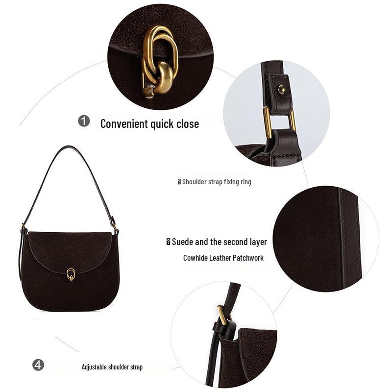 JOGUJOS Women's Genuine Leather Large Capacity Shoulder Bag - Fashionable Underarm Handbag for Commuting