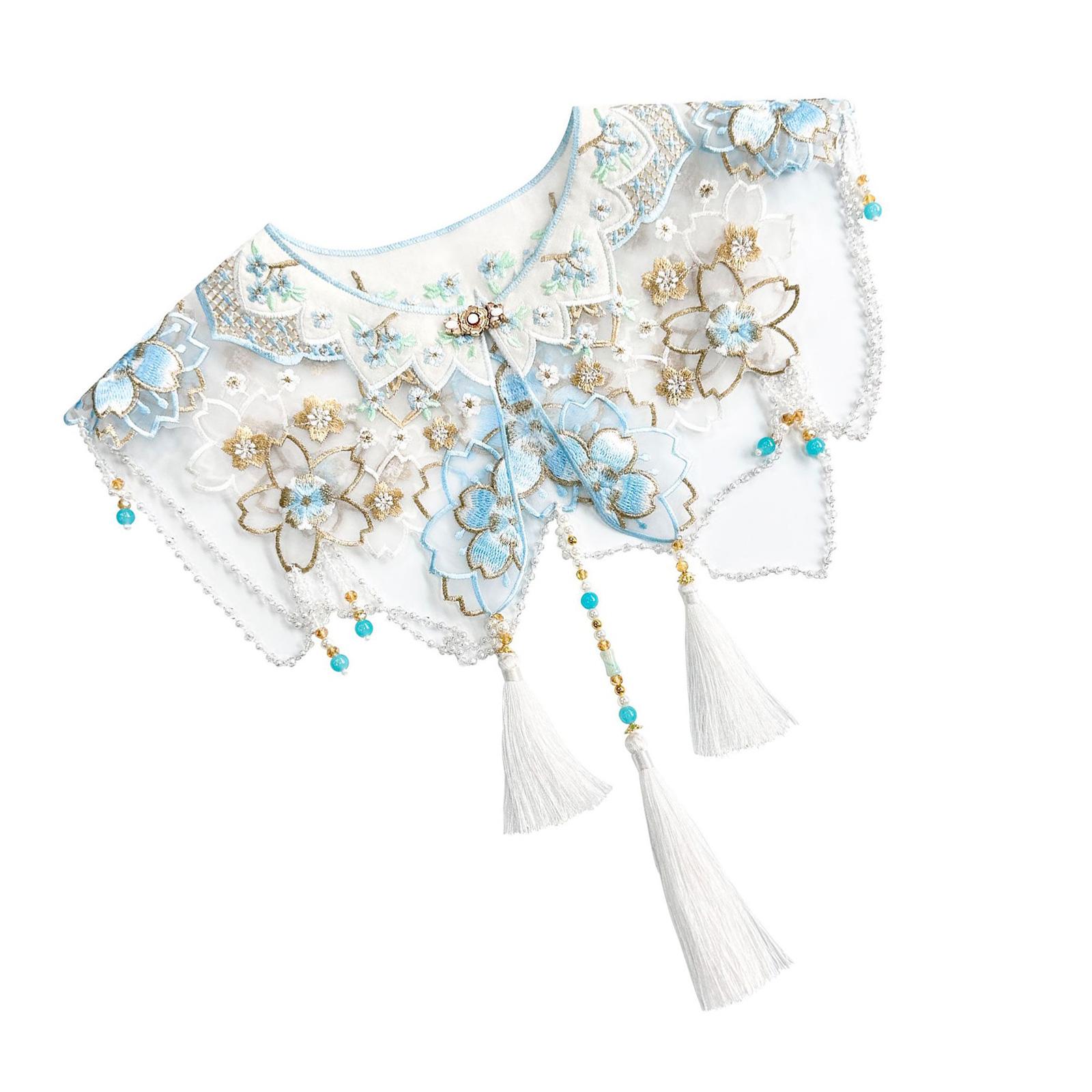 

Chinese Ancient Shoulder Cape Embroidery Flower Decorative Collar Neckpiece for Cultural Event Costume Accessories 1