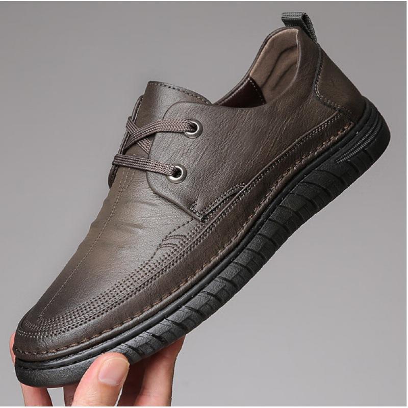 

Casual leather shoes men s leather breathable one-pedal Doudou shoes men s versatile middle-aged dad shoes non-slip soft-soled single shoes 44