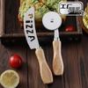 In-Stock Baking Tools Set: Oak Handle Cheese, Pizza, Serrated, and Roller Knives with Household Pizza Wheel.
