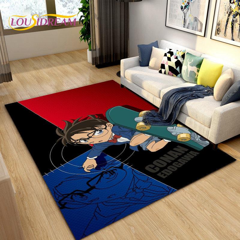 Detective Conan Cartoon Anime Area Rug,Carpet Rug for Living Room Bedroom Sofa Doormat Decoration, Kids Play Non-slip Floor Mat