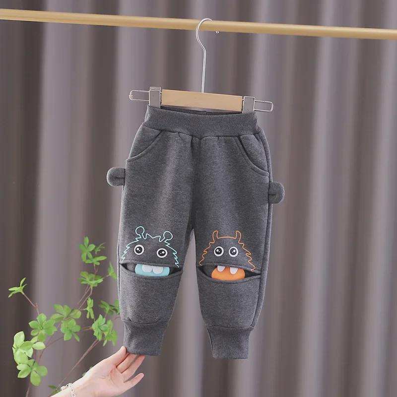"2024 Kids' Cute Cartoon Cotton Velvet Winter Sports Pants"
